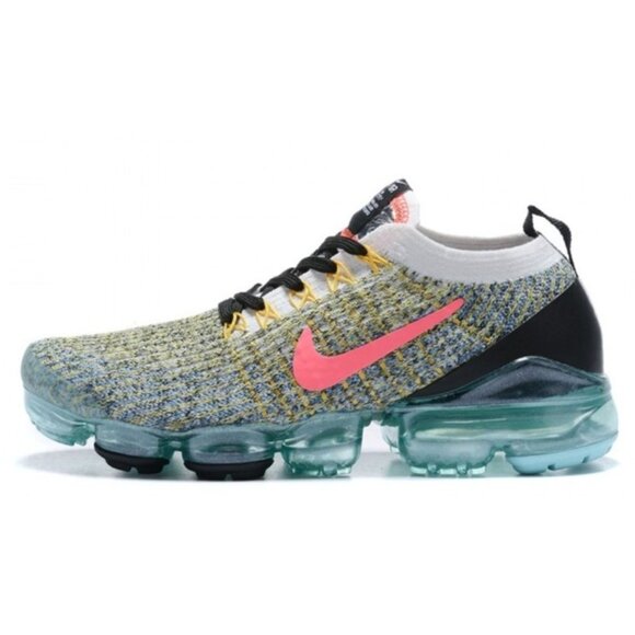 Nike Air VaporMax Women's Sz 7 Flyknit 3 White‎ Hyper Turquoise Athletic Shoes - Picture 3 of 12
